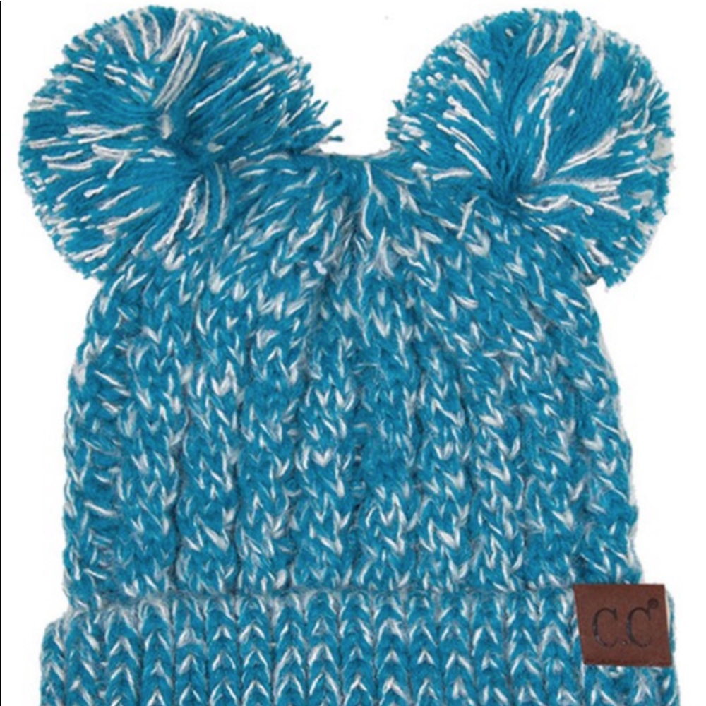C.C Double Pom Pom Beanie - HAT-23 TEAL